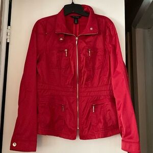 White House Black Market Red Zip Jacket Size 12